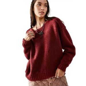 Free People Boho Maroon Eastwood Sweater Size XL
